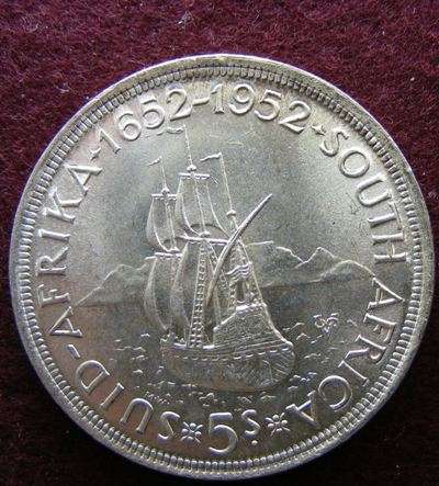 1952 SA UNION SILVER five shilling  BRILLIANT UNC.SPECIAL SELECTED COIN