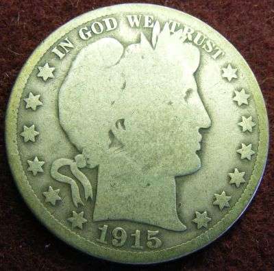 1915 USA HALF SILVER DOLLAR   2/6 SIZE