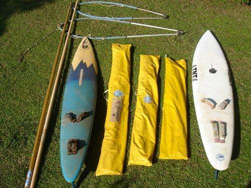 TNT/Toby 2.9m board, Maui 2.9m board + sails, booms, masts & other starting at R1, No Reserve!