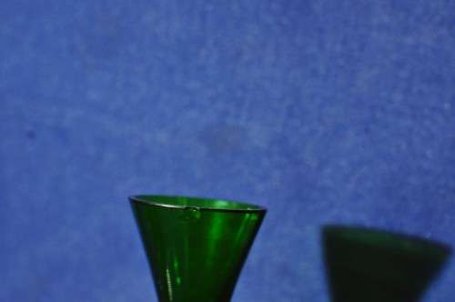 Green Glass Goblet And Jug (2pc)