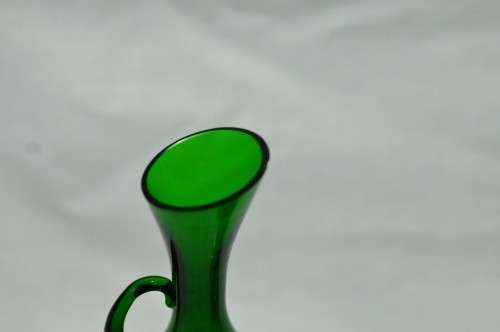 Green Glass Goblet And Jug (2pc)