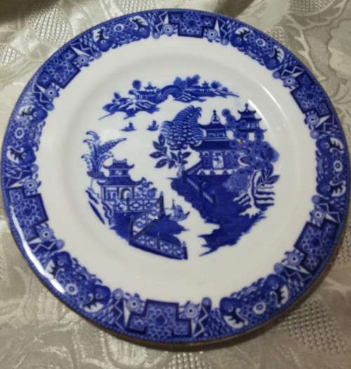 Antique Royal Worcester Blue Willow 3 Set Plates  Blue & White Pottery C1905