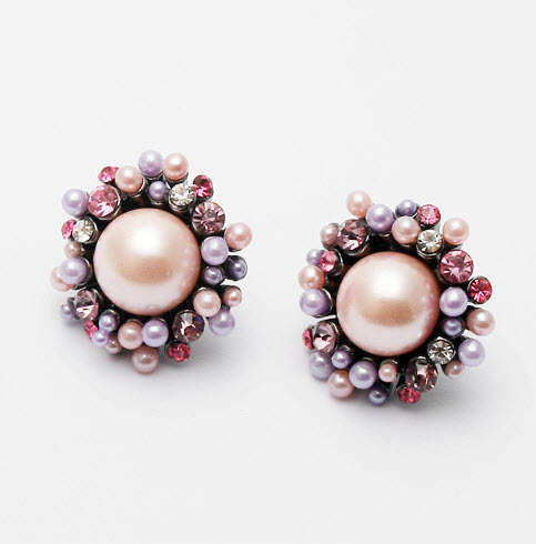 Earrings - Gorgeous Pearl Ear Studs Set Around Various Pearls And Diamonds