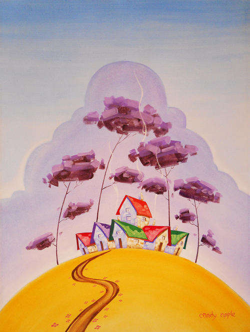 ***CANDY APPLE- JIMMY LAW *** BEAUTIFUL *** 'OUR LITTLE VILLAGE' *** BIG *** FRAMED ***