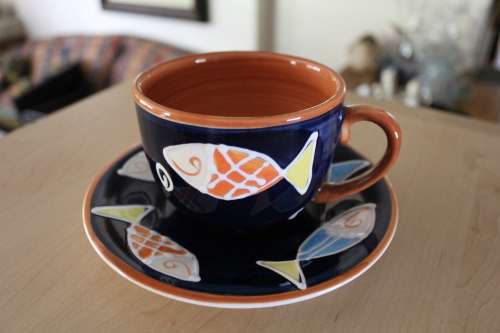 Cup and saucer (7 sets available) - Most beautiful Capuccino cups (large)