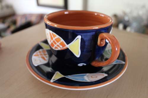 Cup and saucer (7 sets available) - Most beautiful Capuccino cups (large)