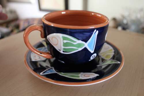 Cup and saucer (7 sets available) - Most beautiful Capuccino cups (large)