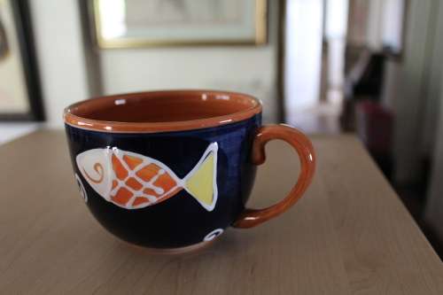 Cup and saucer (7 sets available) - Most beautiful Capuccino cups (large)