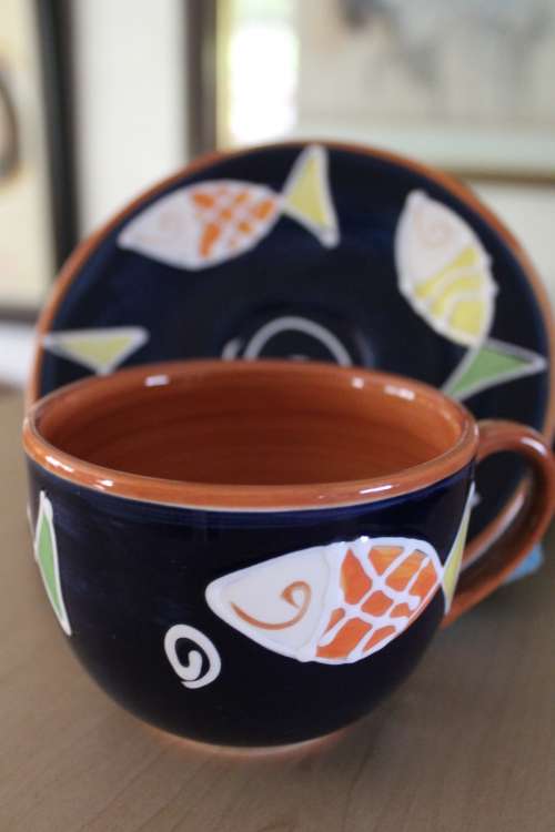 Cup and saucer (7 sets available) - Most beautiful Capuccino cups (large)