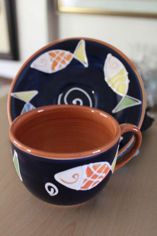 Cup and saucer (7 sets available) - Most beautiful Capuccino cups (large)