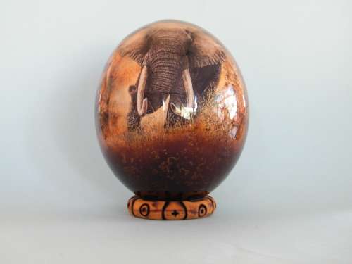 Ostrich egg with wooden stand