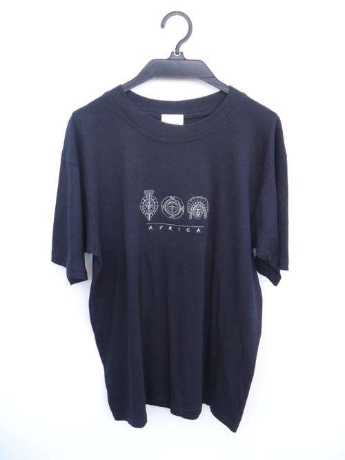 black t shirt with embroidered masks