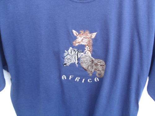 Navy blue embroidered Africa t shirt