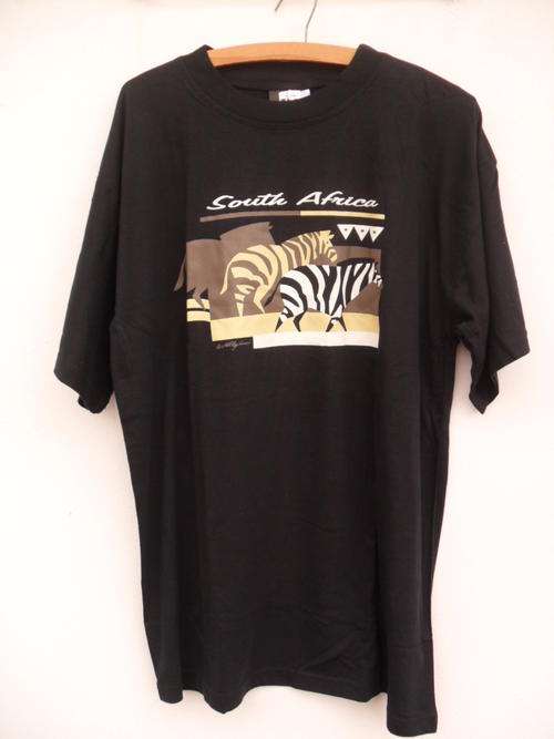 Black South Africa t shirt with printed zebra