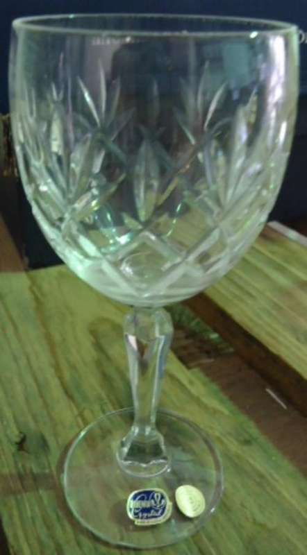 Nicole Bohemian Crystal hand cut 6 Wine Glasses