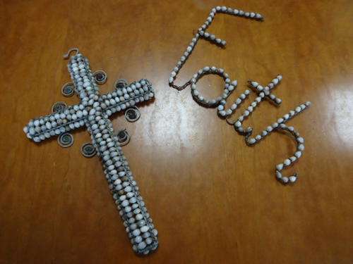 Beaded Wire Cross & Faith