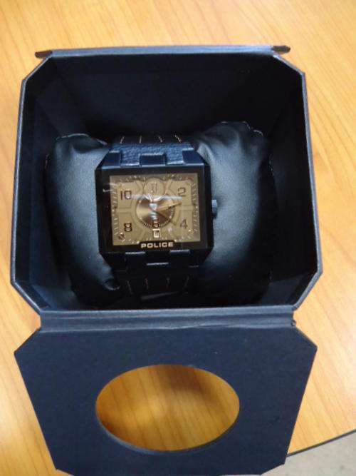 Police Watch w/ Leather Strap - Great condition in Box