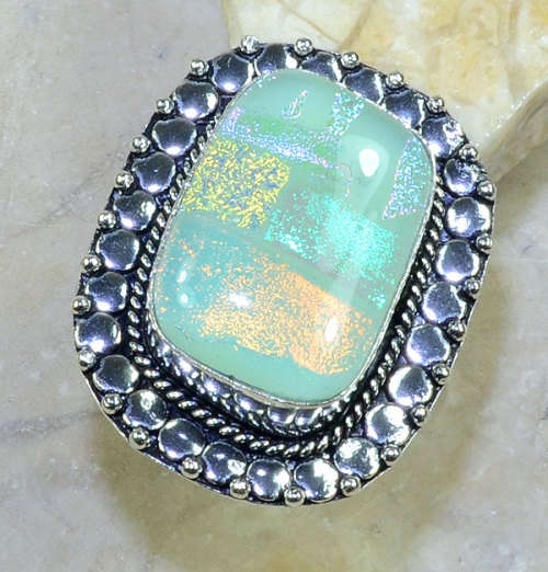 FANCY DICHROIC GLASS RING SIZE 8
