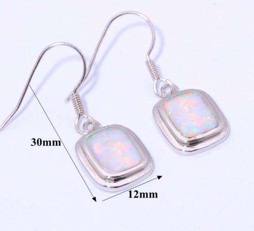 WHITE FIRE OPAL SILVER FILLED EARRINGS