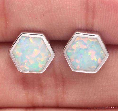 WHITE FIRE OPAL SILVER FILLED EARRINGS