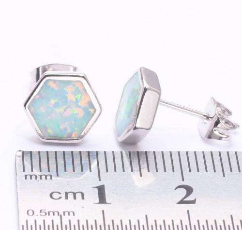WHITE FIRE OPAL SILVER FILLED EARRINGS