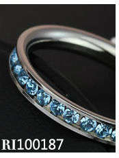 STAINLESS STEEL BLUE ETERNITY RING SIZE 9