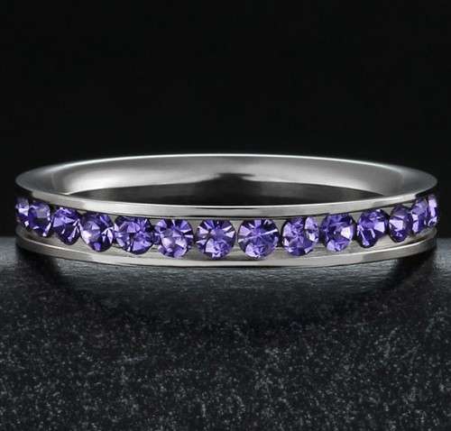 STAINLESS STEEL PURPLE ETERNITY RING SIZE 8