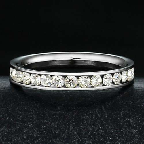 STAINLESS STEEL WHITE ETERNITY RING SIZE 10