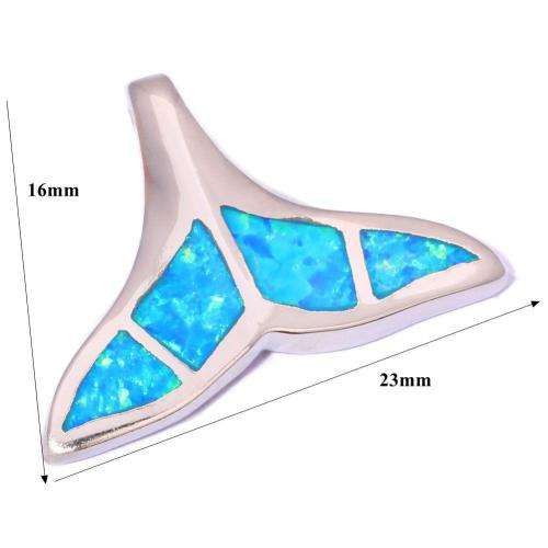 BLUE FIRE OPAL WHALE TAIL SILVER FILLED PENDANT