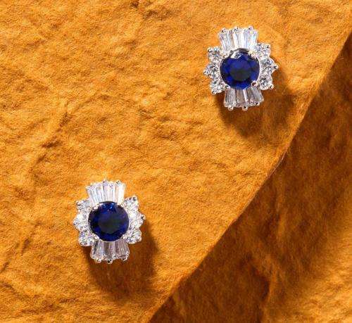 SAPPHIRE WHITE TOPAZ & ZIRCON STUD EARRINGS
