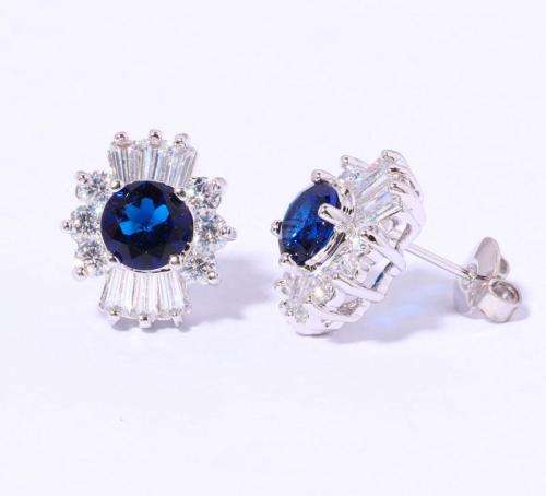 SAPPHIRE WHITE TOPAZ & ZIRCON STUD EARRINGS