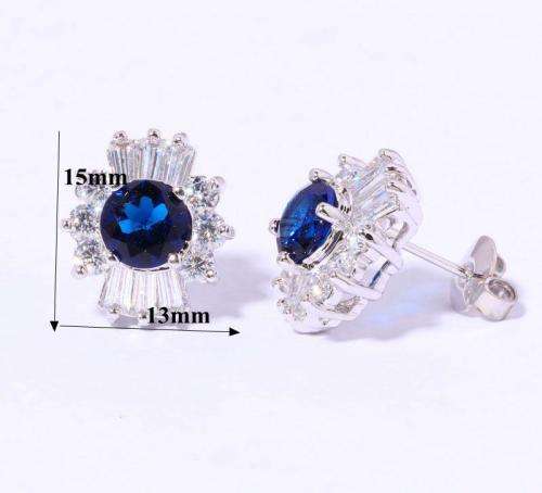 SAPPHIRE WHITE TOPAZ & ZIRCON STUD EARRINGS