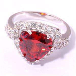 GARNET & ZIRCON SILVER FILLED RING SIZE 8.5