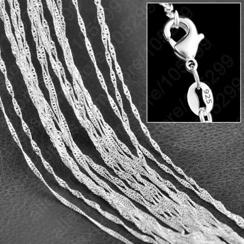 75CM SILVER WATER WAVE SINGAPORE NECKLACE 30INCH