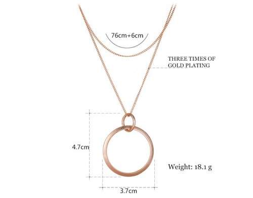 MULTI LAYER CHAIN WITH A CIRCLE PENDANT - GOLD PLATED