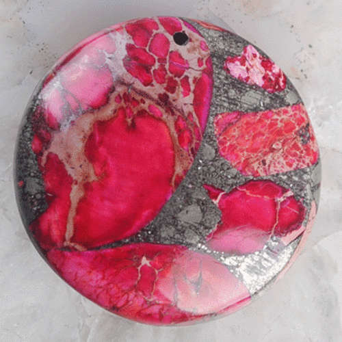 30MM SEA SEDIMENT JASPER & PYRITE ROUND JASPER BEAD