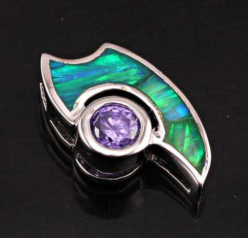 BLUE FIRE OPAL & AMETHYST 925 SILVER PENDANT