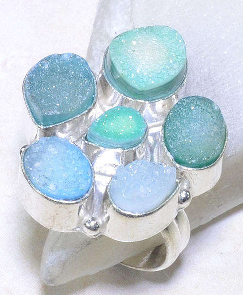 SUMMER SALE - DRUZY GEMSTONE RING SIZE 8 1/4