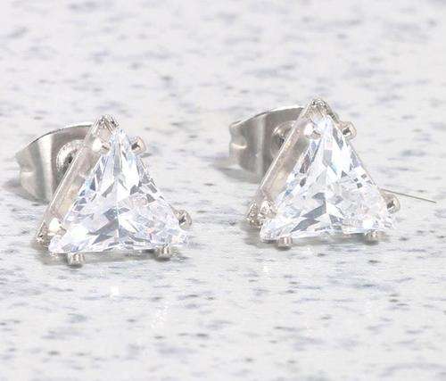 WHITE TOPAZ STAINLESS STEEL STUD EARRINGS 7MM