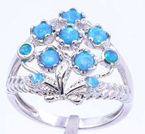BLUE FIRE OPAL SILVER RING SIZE 9