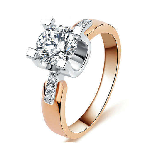 SILVER DIAMOND CZ 18K ROSE GOLD PLATED RING SIZE 8