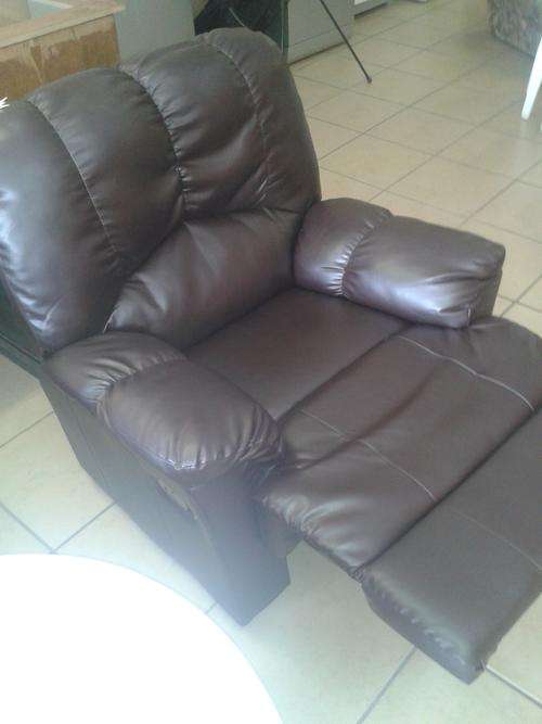 Leather Upper Recliner Brown