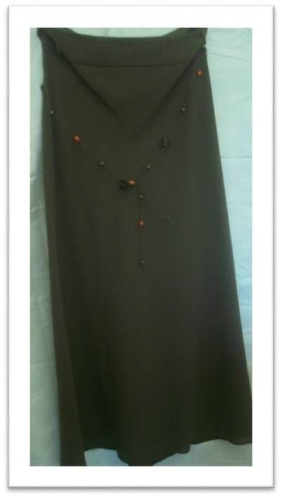Oasis brown long skirt, belt with beat detail. Size 10