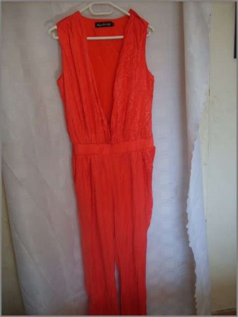 Orange satin feel jumpsuit large