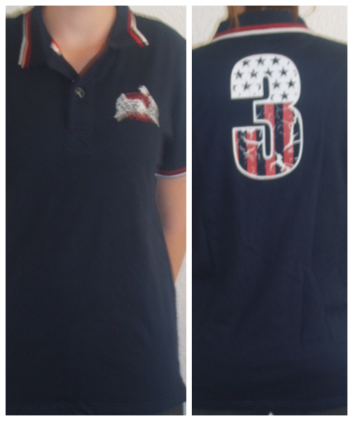 Navy Blue shirt with USA Eagle in front and nr 3 on back. Good quality. Size Medium