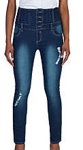 High top blue jean with torn detail at unbelievable price. Size 30