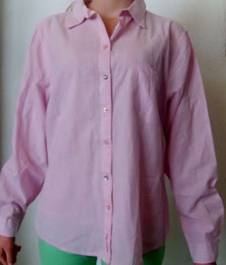 PINK CANDY STRIPE BOYFRIEND SHIRT. WOOLWORTHS. SIZE 16. AS NEW
