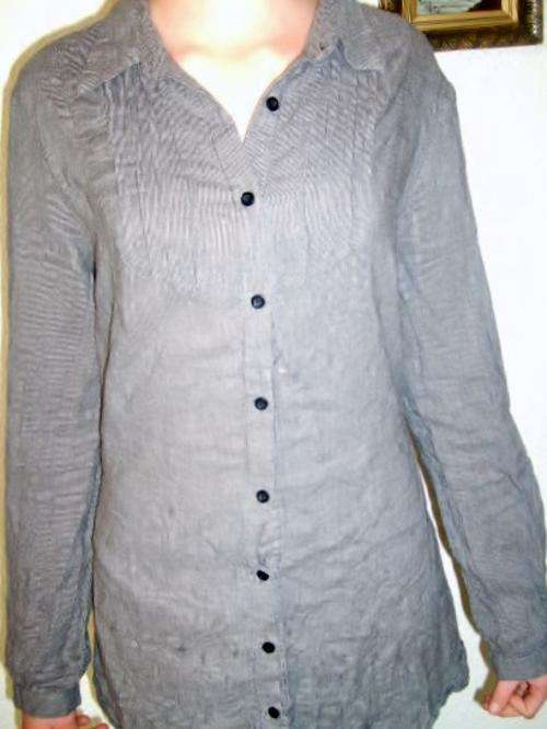 CHARCOAL L/S BUTTON SHIRT WITH WHITE STRIPE. ATMOSPHERE. SIZE 16. AS NEW