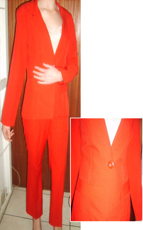 RED FORMAL SUIT. SIZE 10. AS NEW