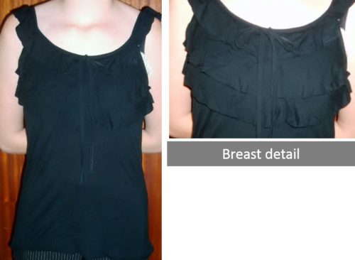 BLACK TSHIRT WITH FRILL.  SIZE 10. AS NEW